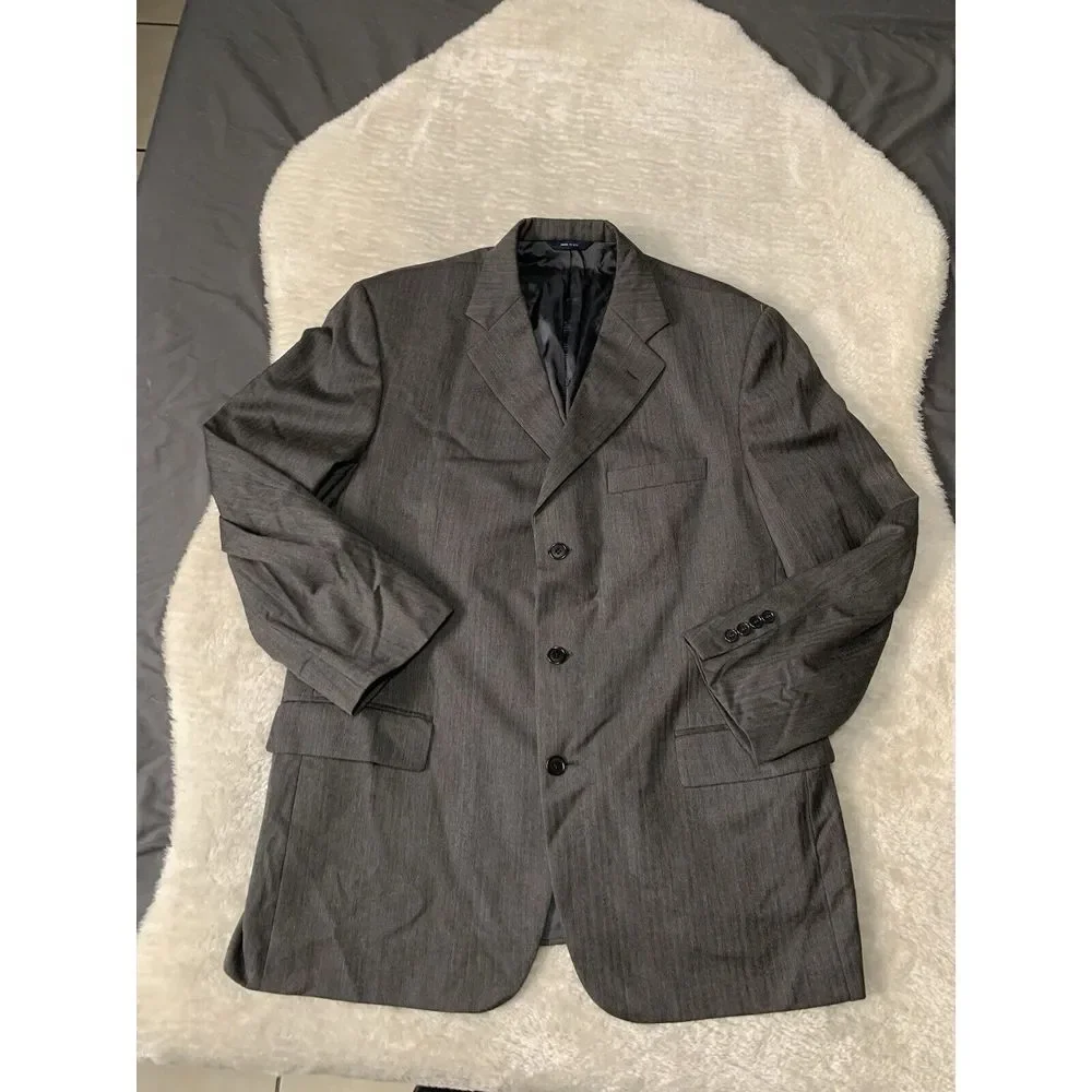 Brooks Brothers Men Loro Piana Wool Jacket‎ Gray Blazer Size 45R 3 Button